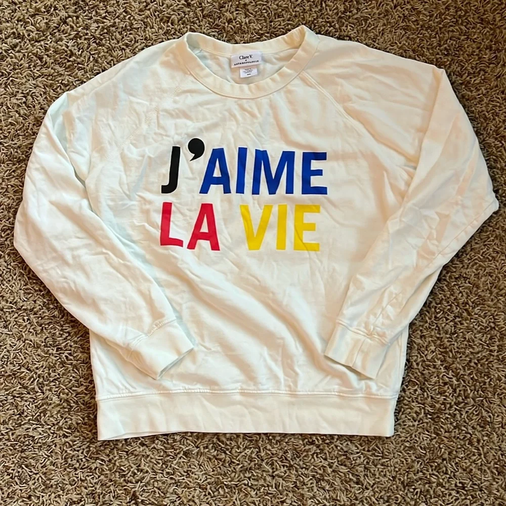 Clare V. x Anthropologie J’aime La Vie sweatshirt - Picture 1 of 2